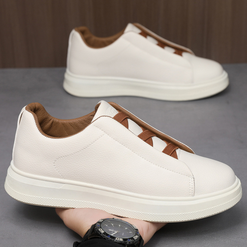 Men's shoes, extra-large size 46 sneakers, trendy retro, low-top casual shoes, leather soft sole breathable white sneakers, men's free shipping