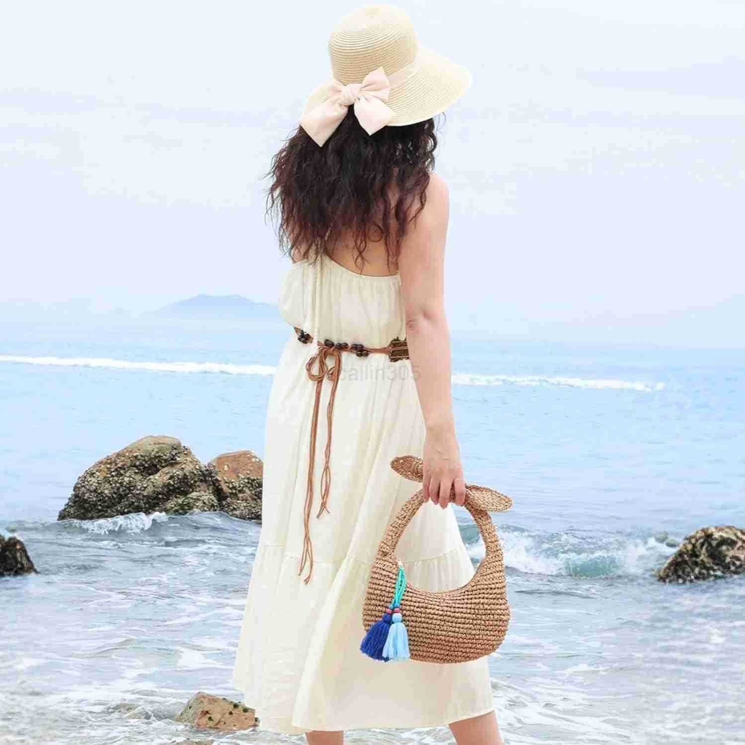 CluTCh Purses for Women Knotted Summer Beach Bag Woven Evening Tote Bags VaCATion Handbag Z25909