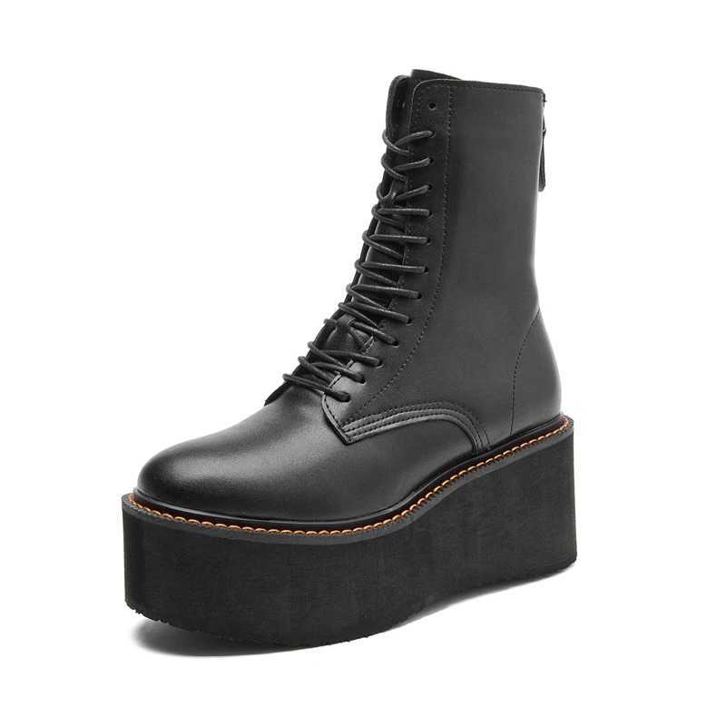 AIYUQI Women Ankle Boots Genuine Leather 2025 New Platform High Heel Short Boots Female Nonslip Large Size Women Winte Boots W250909