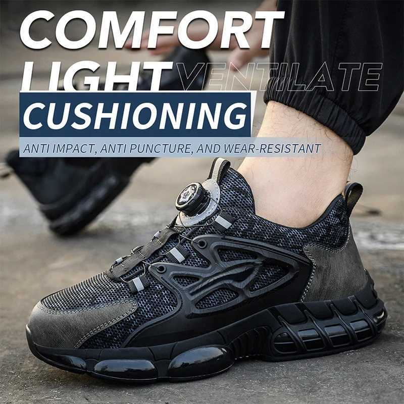 Rotating Button Safety Shoes Men Air Cushion Work Shoes Steel Toe Sneaker Man Puncture Proof Work Safety Boots Protective Shoes L250908