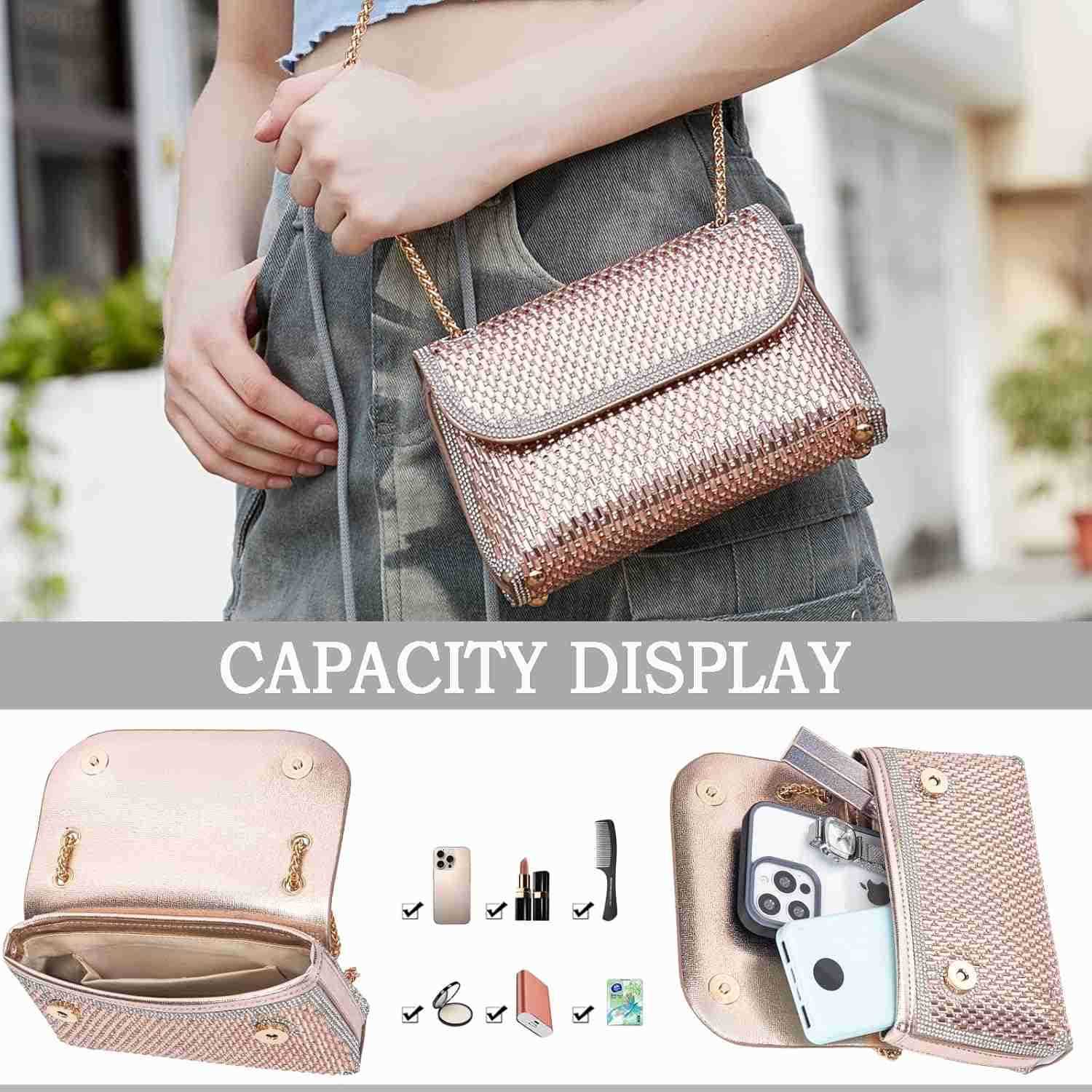Bags Crossbody Bag Purses Handbags Crystals Rhinestone Evening Bag for Women Clutch Purse with Chain Z250909