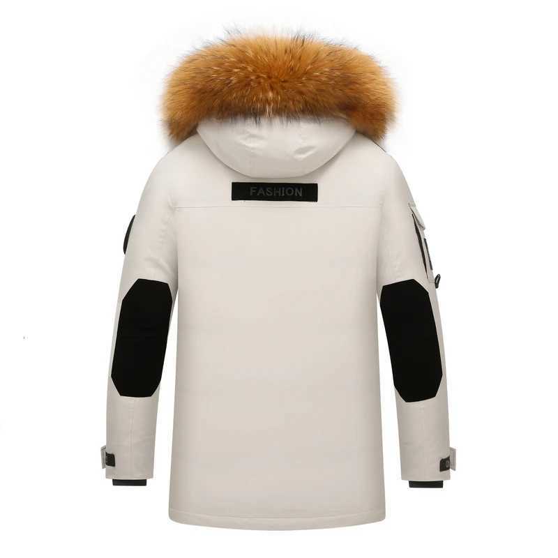 Mens Down Jacket Autumn Winter New Solid Color Work Style MultiPocket Outdoor Travel Hooded Fur Collar Jacket Mens Parka CoatXJ250909