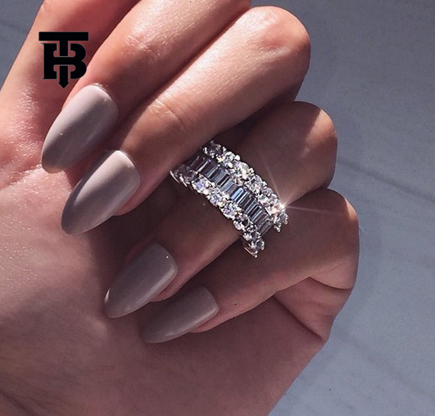 TB BHULAMTE Free Shipping New Designer Accessories Wish Hot Sale Full Diamond Square Zircon Ring Fashion Women's Heart-shaped Diamond Wedding Rin