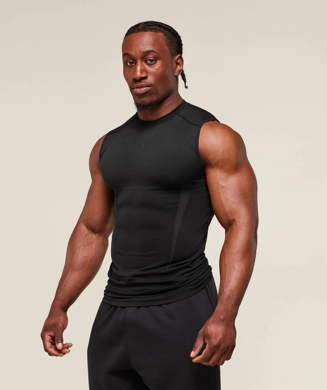 Mens Tight vest sports summer quickdrying breathable seamless fitness running training stretch tight top man sleeveless 250909