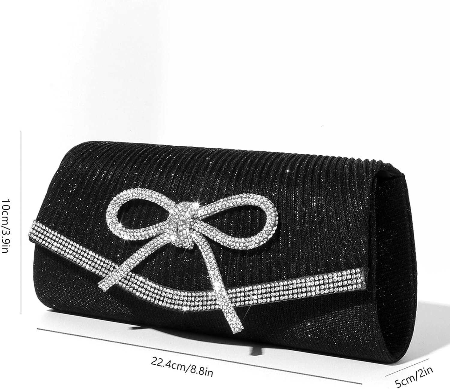 Glitter Clutch Purses for Women Elegant Bow Evening Bag Dressy Wedding Cocktail Party Prom Rhinestone Purse Z25909