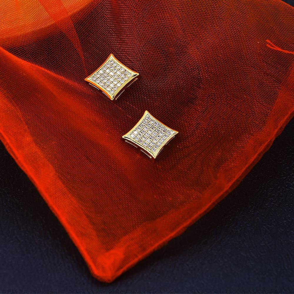 Gold Silver 11mm Square CZ Stud Earrings of Mens aretes para hombre Y260117