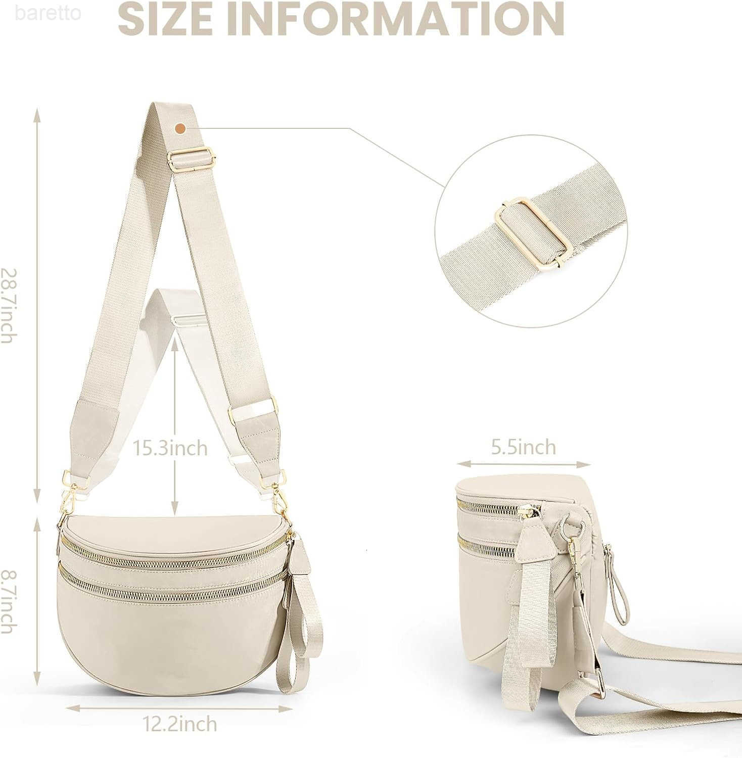 Colour Bum Bags for Women Crossbody Spacious Nylon Crossbody Bag Fanny Packs Slouchy Oversized Purse Belt Bag BEIGE Z250909
