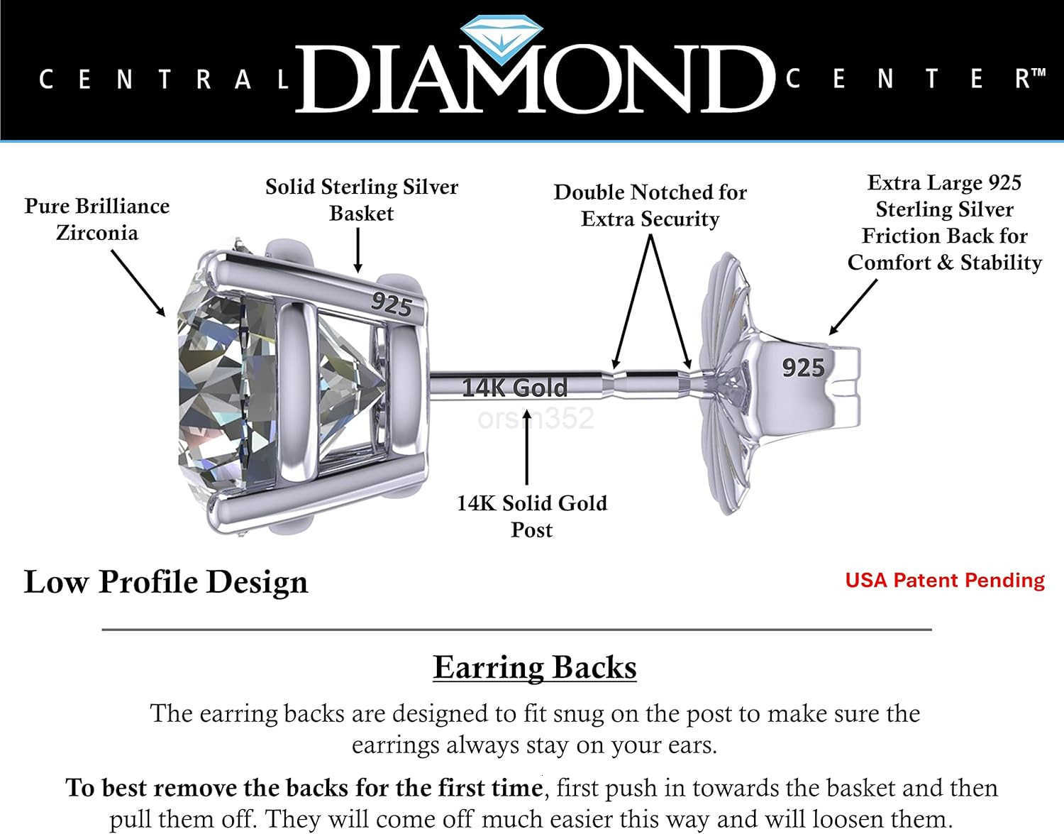 14K Solid Gold Post Silver Simulated Diamond Stud Earringscubic zirconia earrings studs 30ct to 800ctW250909