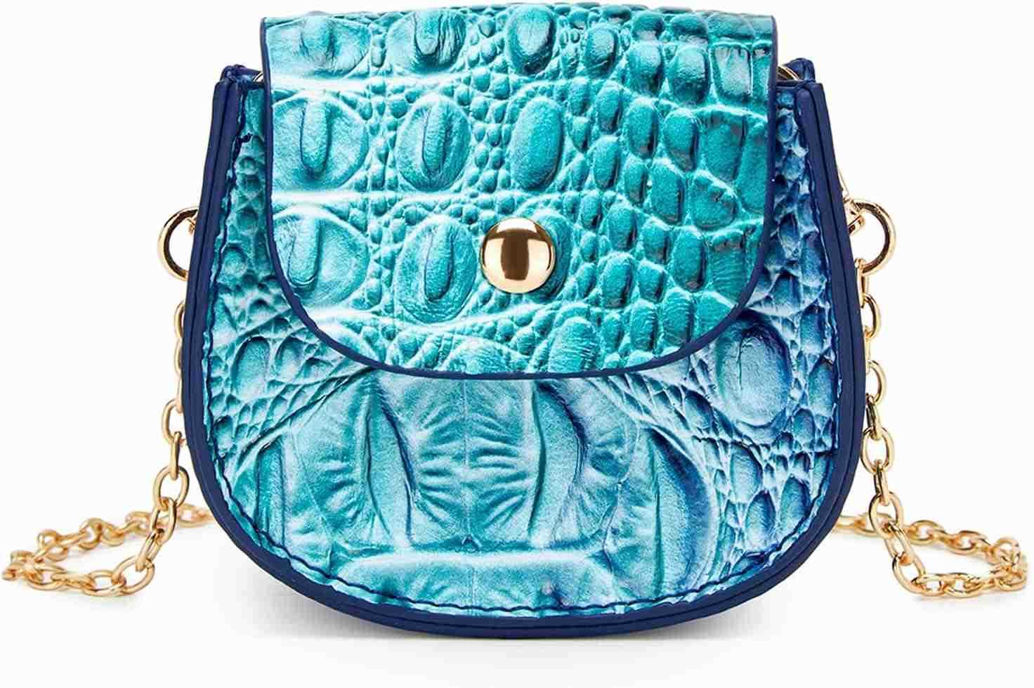 Crocodile Embossed Leather Clutch Tiny Compact Evening Bag for Women Stylish Accessory for Essentials Z25909