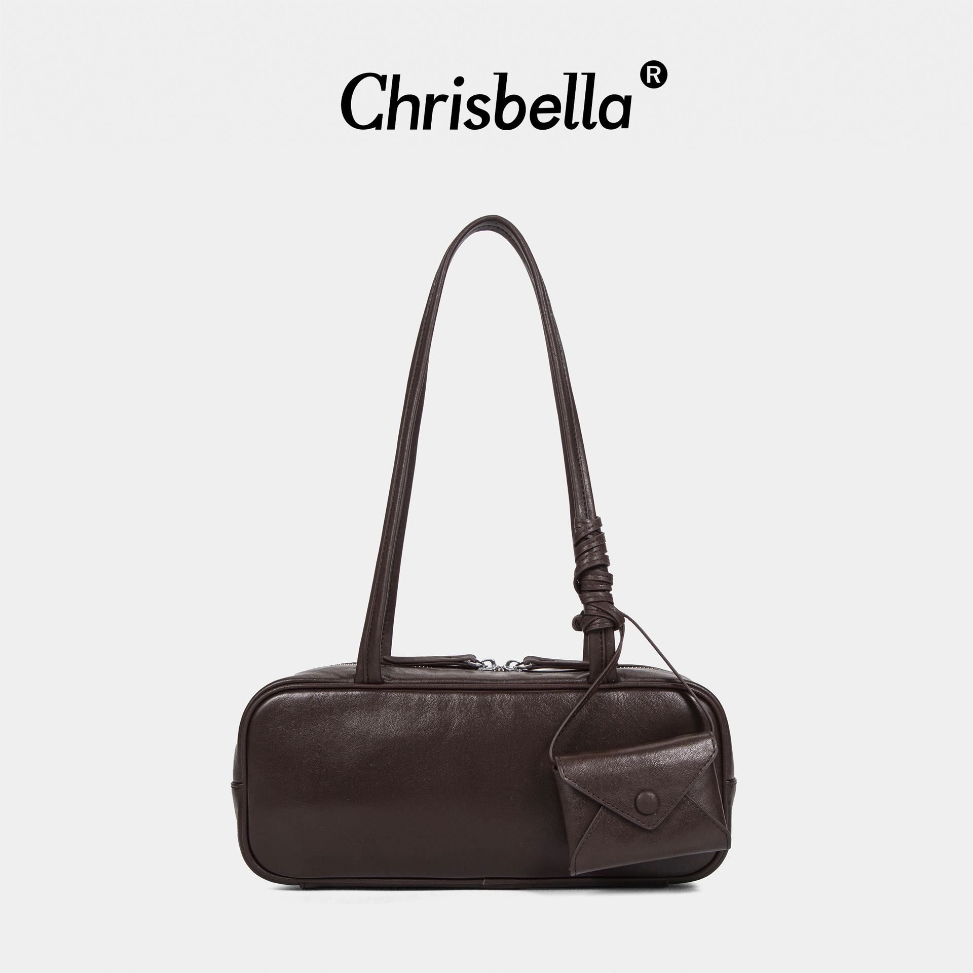 Vegetable-tanned top layer cowhide baguette bag dinner clutch bag belair horizontal small square bag high-end one-shoulder crossbody bag