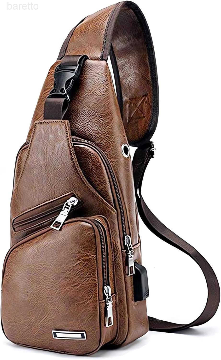 Rop Mens Sling Bag Small Chest Crossbody Shoulder Bag with USB Charging Port Z250910