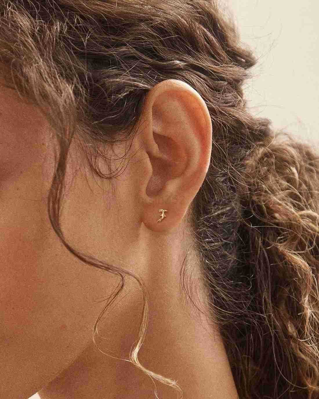 Back Earrings 14K Gold Plated Tiny Bow Hammerhead Shark Dragon Cowboy Boot Palm Tree Softball Flatback Stud Earrings for Women Helix JewelryW250909