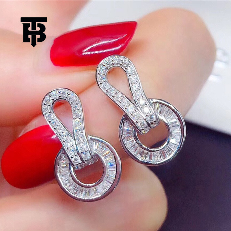 TB BHULAMTE Free Shipping New Designer Accessory Earrings Exaggerated Micro Inlaid Trapezoidal Zircon Women's Earrings Exquisite Ring Copper Jewe