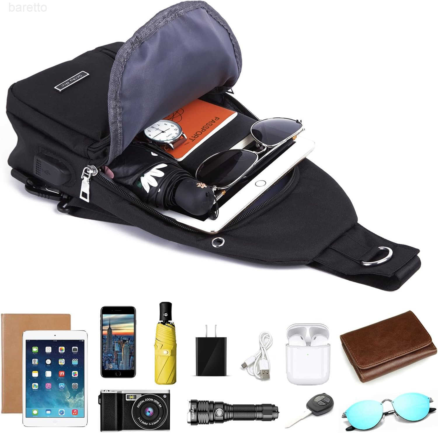 Rop Small Sling Bag Crossbody for Men Women One Strap Shoulder Cross Body Bag Sling Backpack for Travel Z250909