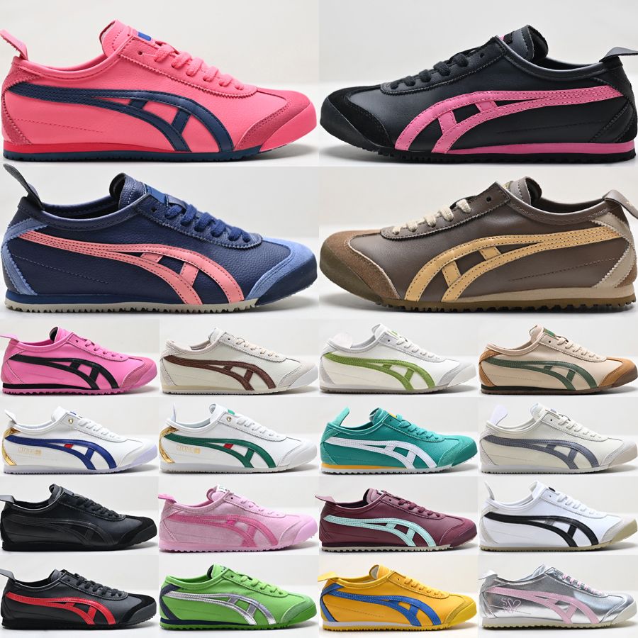 Top Tiger Mexico 66 Canvas Slip-on Running Shoes For Men Women Designer Trainers Leather Pink Cameo Mako Blue Pure Silver Black Outdoor Sneakers Size 36-45