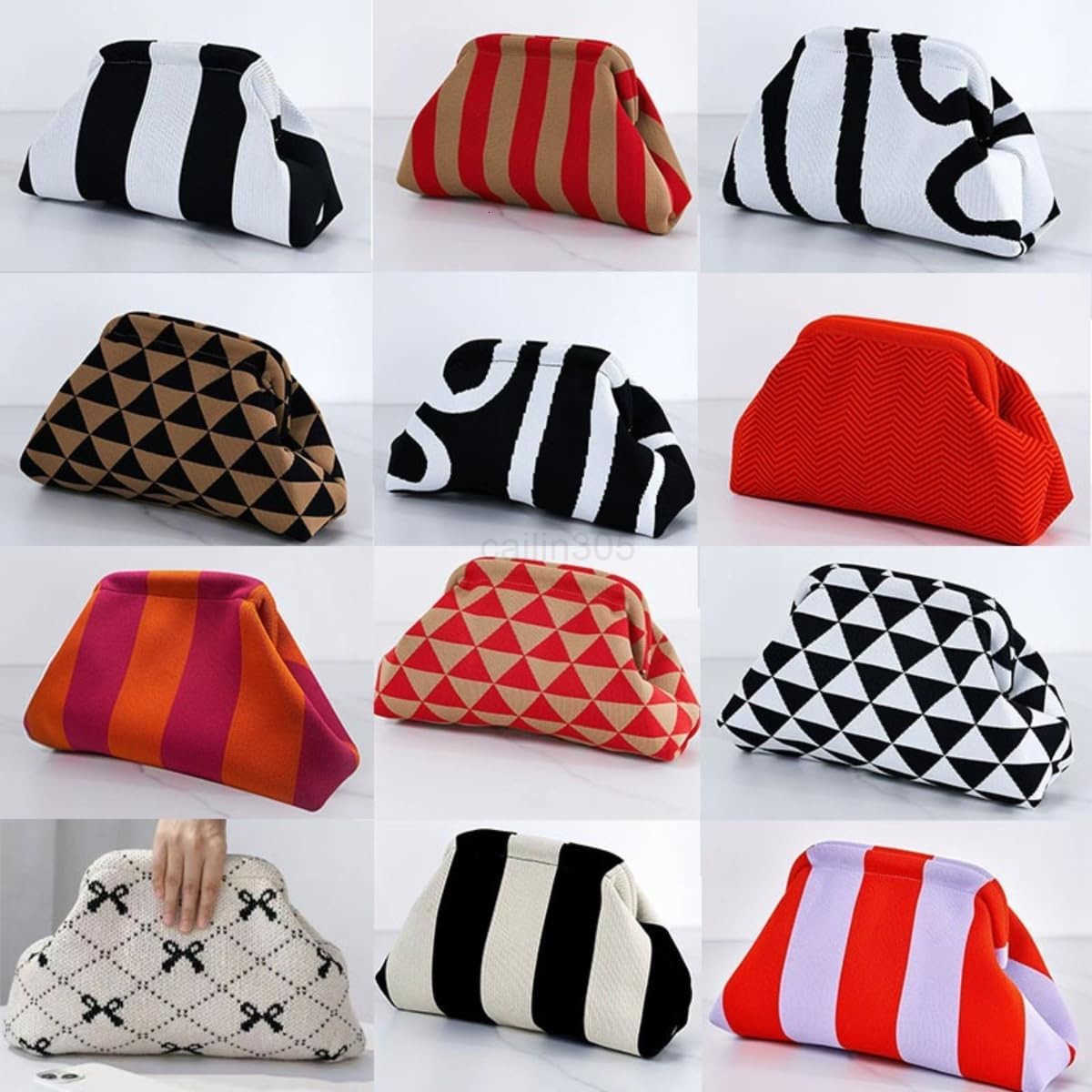 Clutch PursesSummer Beach Woven Crochet Bag 2025Evening Handbag Dumpling Striped Ruched Cloud Purse Z25909
