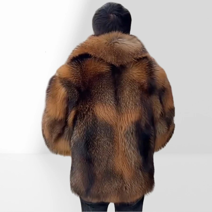 Natural Raccoon Fur Jacket With Turndown Collar Mens Full Skin Raccoon Fur Jacket Short Fur Coat Arrivals Real Fur Coat 250908