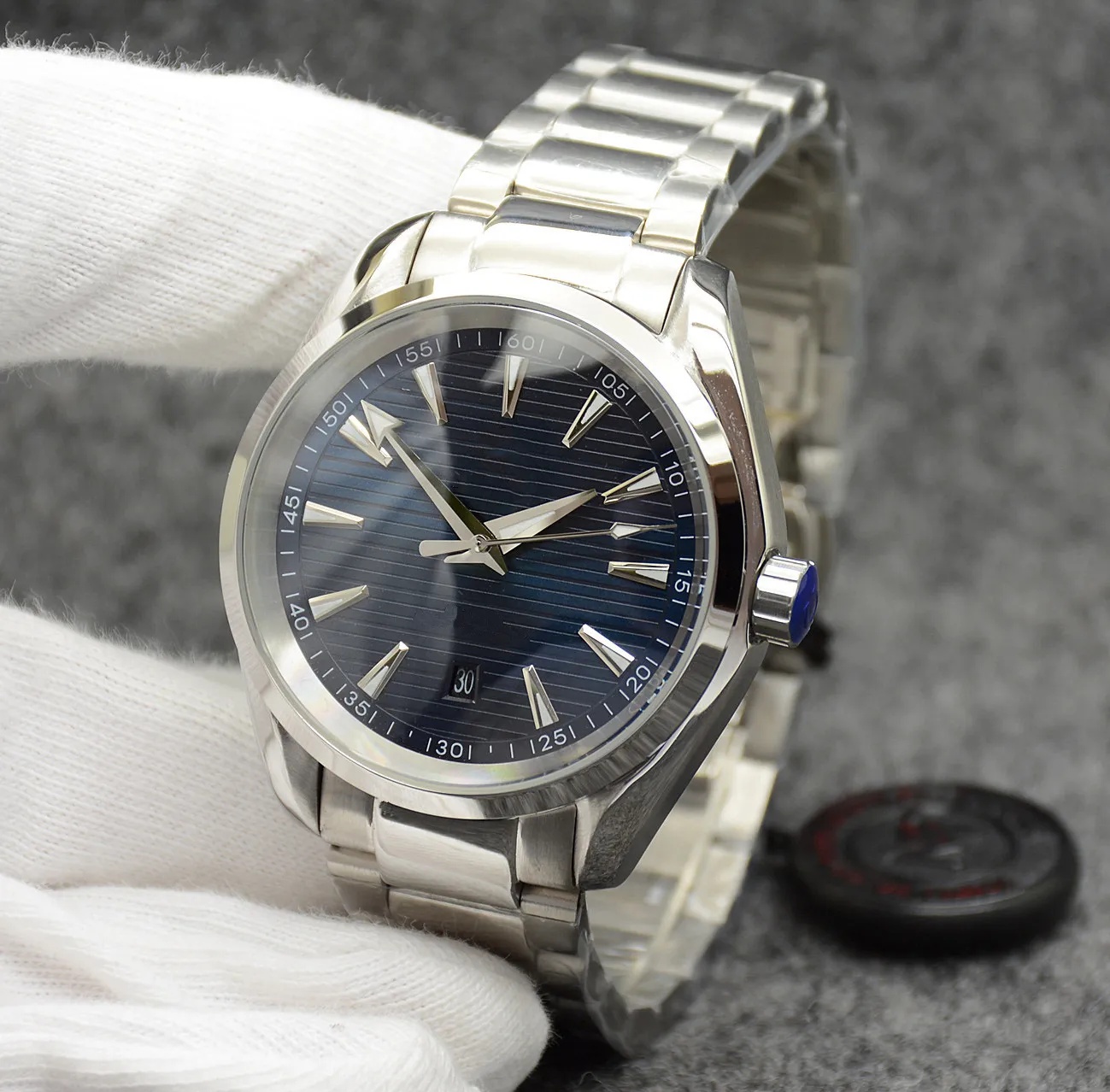 AAAAA speed master Style Black Dial men Watch 42mm Automatic Mechanical Stainless Steel Glass Back Sports Sea Mens Watches 002