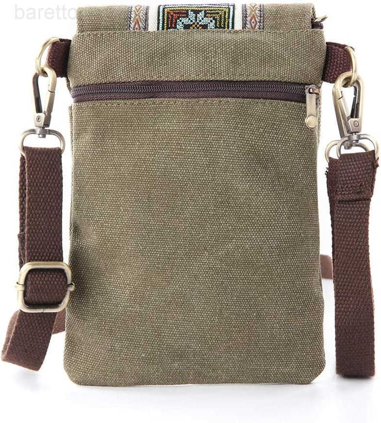 Vintage Embroidered Canvas Flip Small Crossbody Bag Cell Phone Pouch for Women Wristlet Wallet Bag Coin Purse Z250909