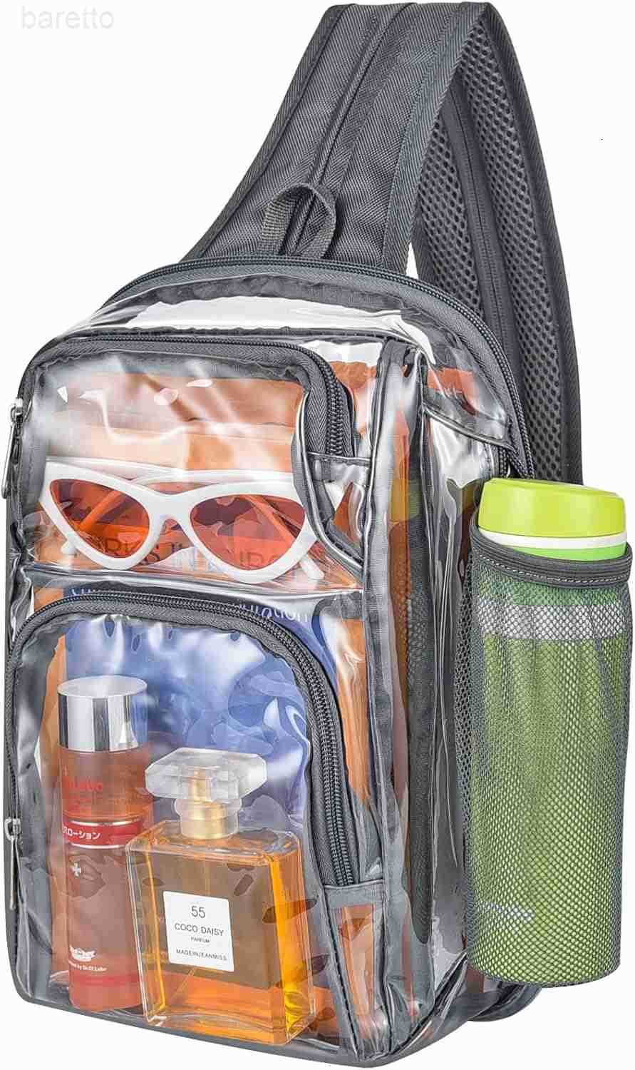 Backpack Stadium Approved Sling Bag with Adjustable Reinforced Straps 3 in 1 Crossbody Bag for Festivals and Games Grey Z250909