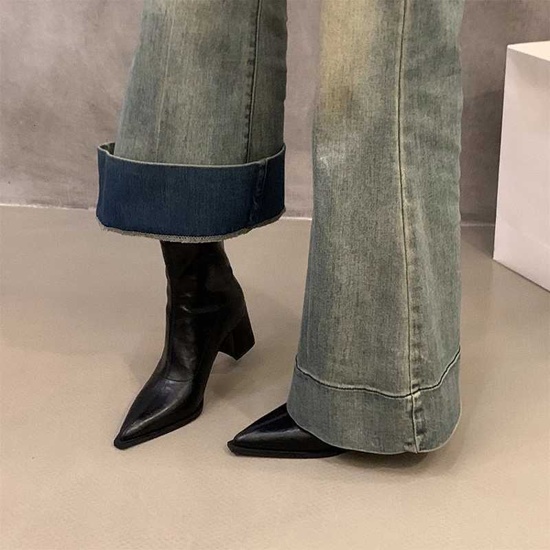 Designer Vintage Women Ankle Boots Fi Pointed Toe Short Booties Elegant High Heels Shoes Botas MujerXJ250909