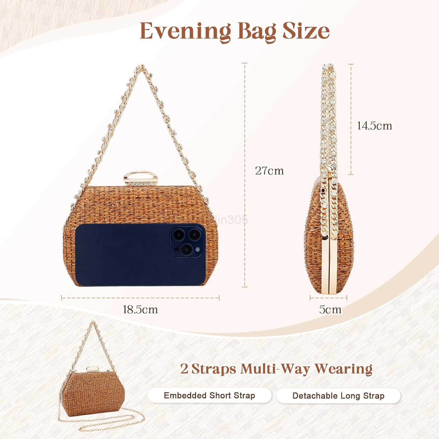Purses for Women Summer Trendy Rattan Beach Bags Wicker Woven Party Wedding Evening Handbags Z25909