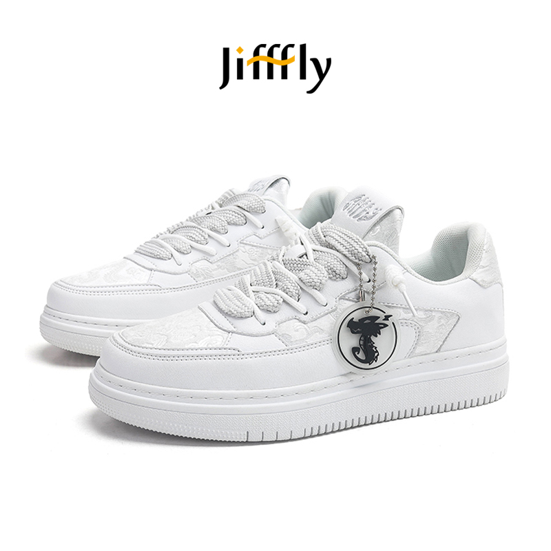 Modern Design Jifffly Co-ed White Low-top Athletic Footwear with National Chic AestheticJFY-868