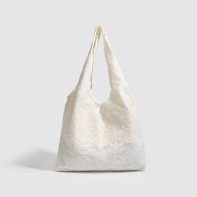 Lace canvas bag new fashion large capacity versatile commuting bag autumn new designer bag design minimalist women's shoulder bag