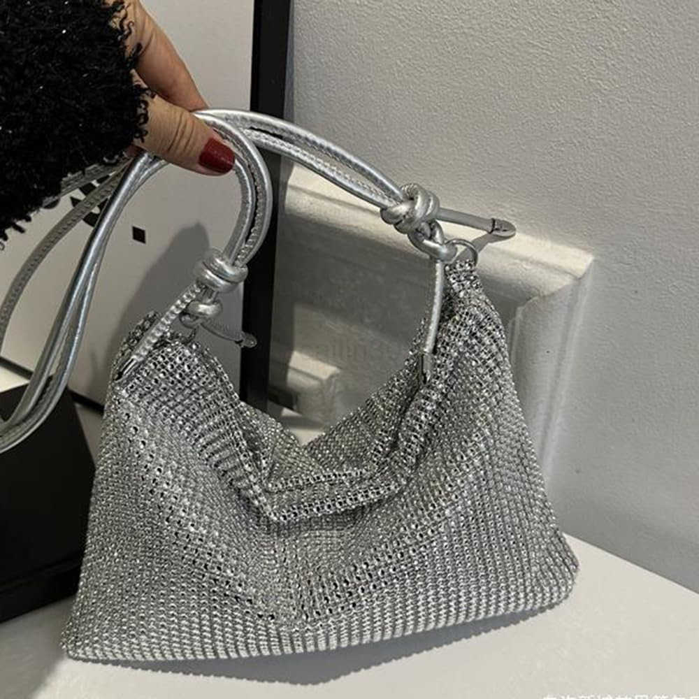 Rhinestones Evening Bucket Purse Handbag Sparkly Shoulder Bag for Womens Party Prom Z25909