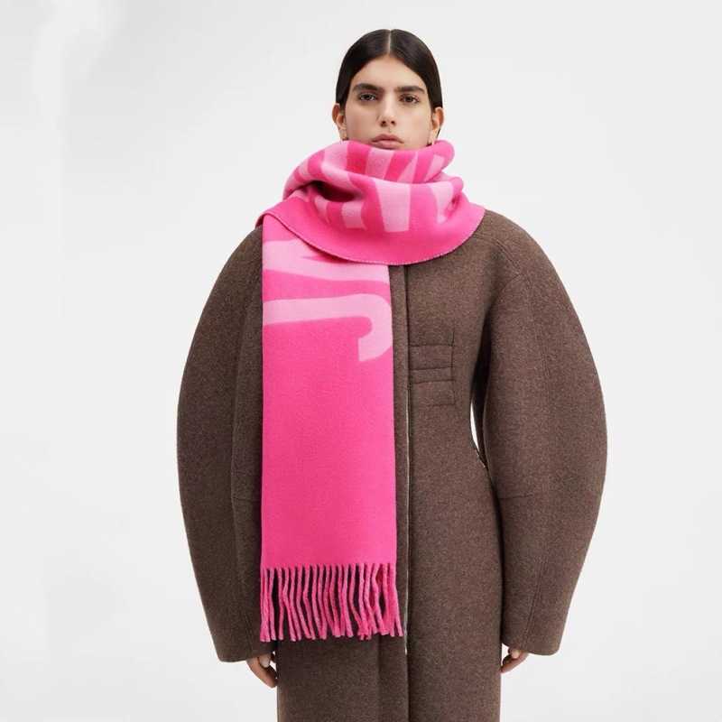 Jmus Scarf 2024 Autumn Winter New Unisex Letter Jacquard Warm Tassel Wool Neck Scarf Shawl L250904 2I2T9