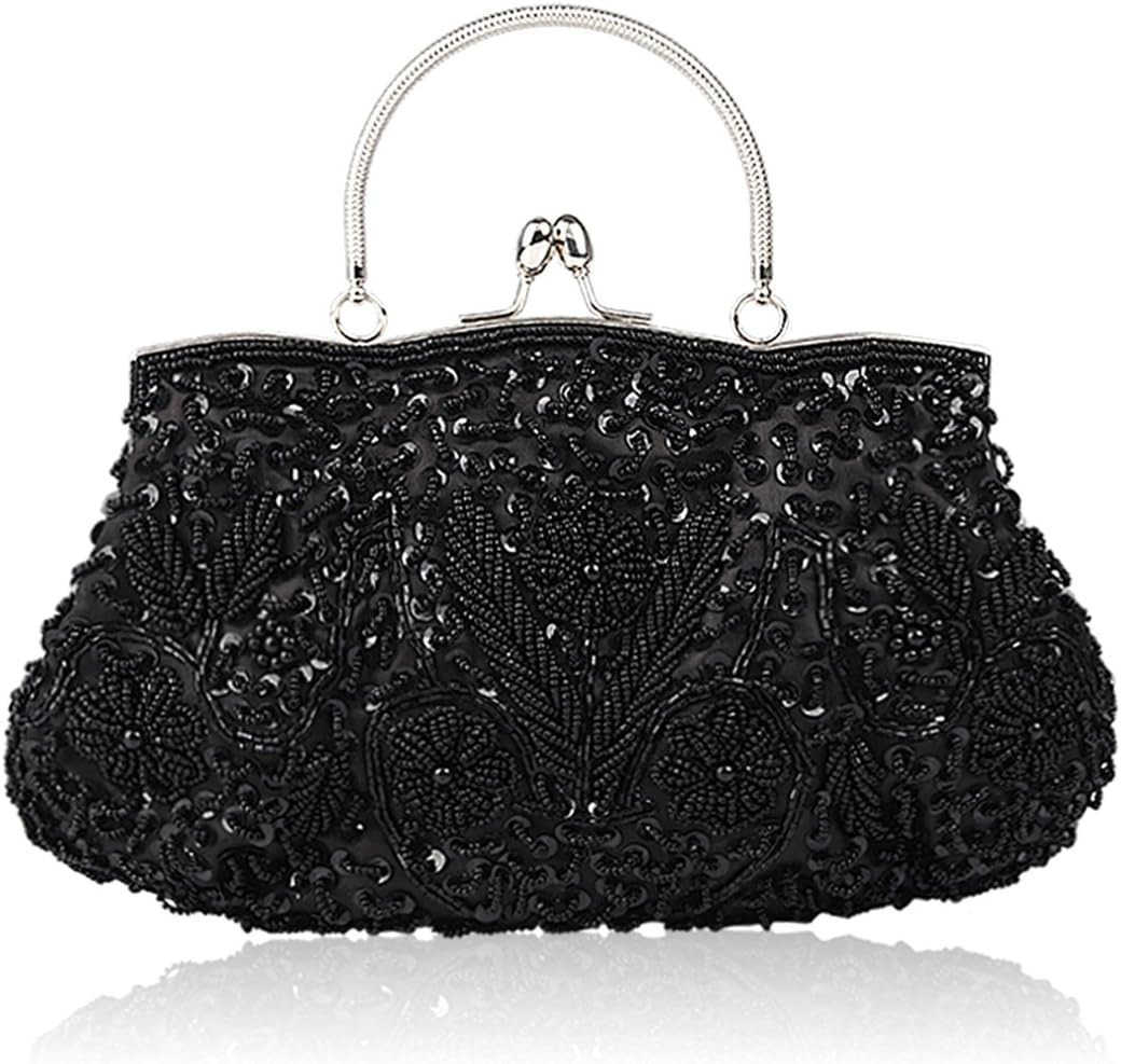 Beaded Sequin Flower Evening Purse Large Clutch Bag Z25909