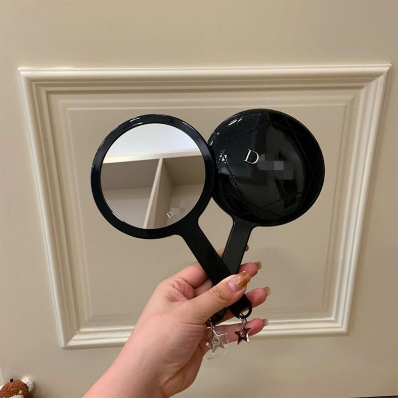 Classic Handheld Mirrors Black Rhombus Makeup Makeup Mirror Mirror With Velvet Storage Bag