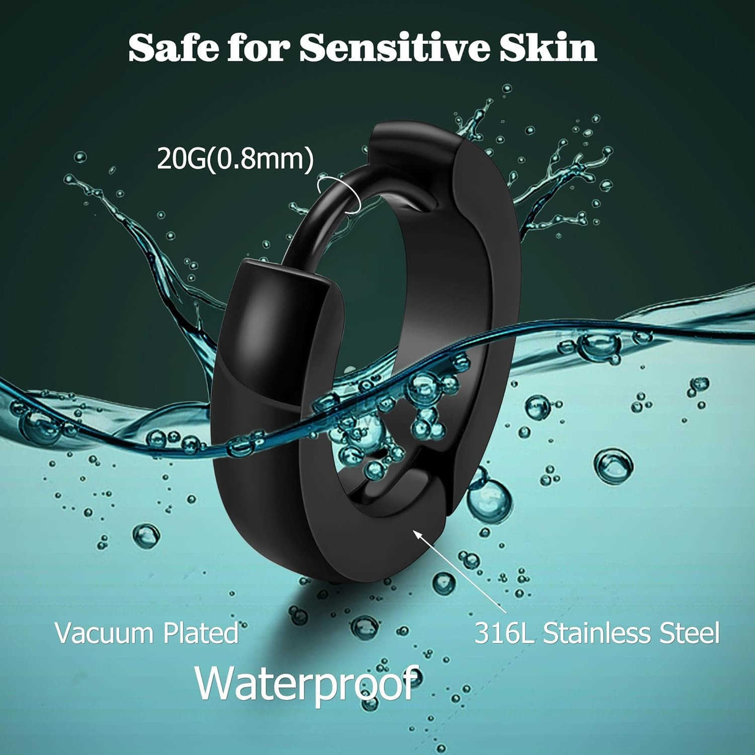 Hypoallergenic Small Hoop Earrings for Men Women 316L Surgical Stainless Steel GoldSilverBlack Hoop Earrings for Sensitive Ears Mens Hoop Huggie Earri