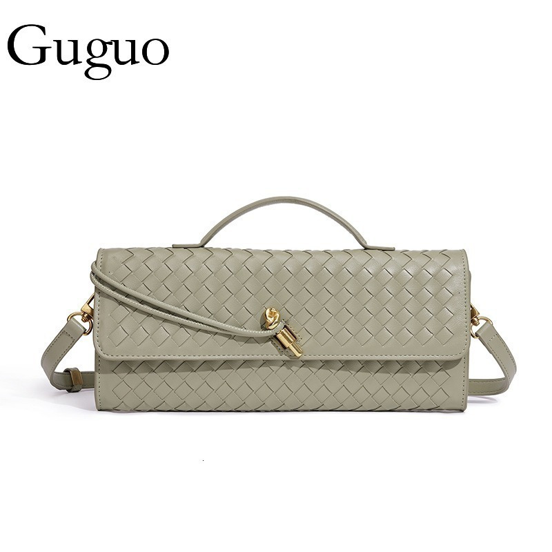 Guguo Designer Luxury Hot Item Niche Woven Single Shoulder Baguette Bag Fashion Horizontal Clutch Accordion Women's Crossbody Bag Long Bag Leisur