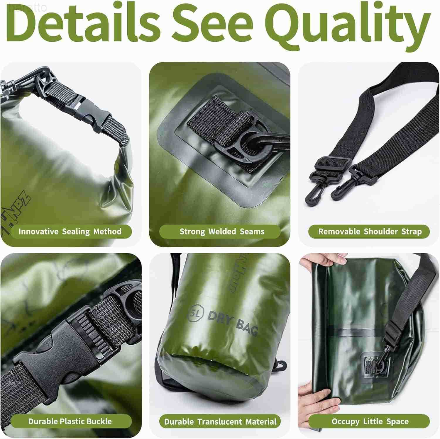 Dry Bag Roll Top Transparent Storage Bag2L5L10L20LSuitable for Traveling Swimming Kayaking Camping Fishing Rainy Day Trips Z250909