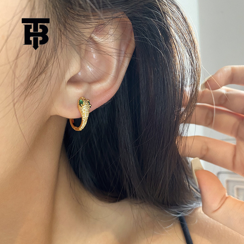 TB BHULAMTE Free Shipping New Designer Accessories Light Luxury Micro Inlaid Zircon Serpentine Ring Earrings Women's Ear Clips Creative Design Ea