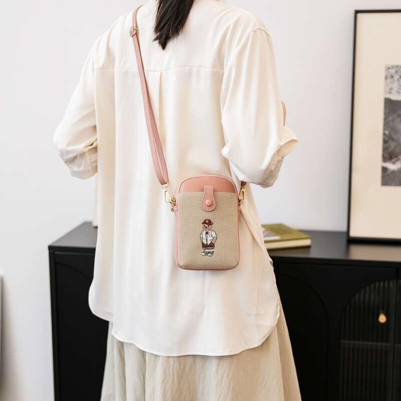 Butt Squatting Beibao Bear Canvas With PU Mini Shopping Casual Versatile Phone Bag For Women 2024 New Trend