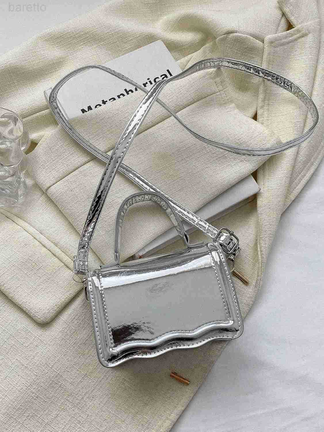 Womens Metallic PU Leather Single Strap Shoulder Bags Funky Waterproof Top Handle Mini Square Bag Crossbody Handbags Z250909