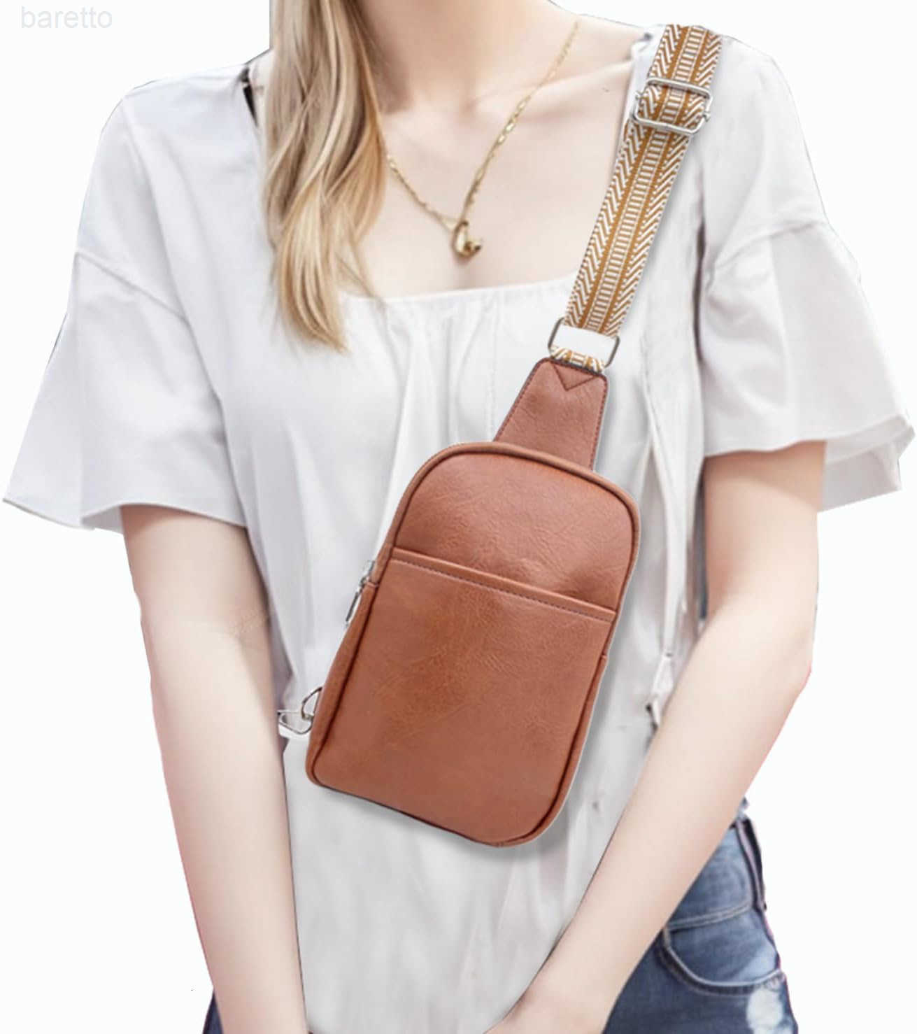 Sling Bag for Women Vegan Leather Crossbody Fanny Packs Chest Bags With Guitar Strap Z250909