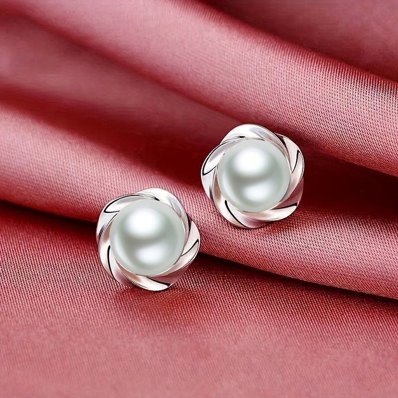 Everyday Elegance, Elegant Ladies Artificial Pearl Earrings - Handsome Alloy Fashion Jewelry, Classic Round Design, Perfect for Everyday Wear, Pearl E