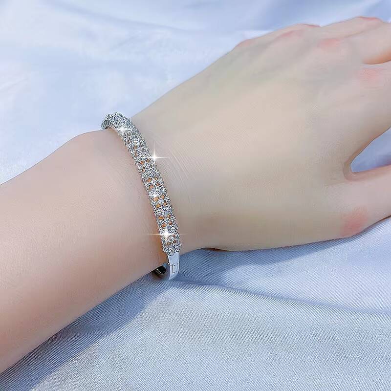925 Sterling Silver VVS D Color GRA Full Moissanite Bracelet Women Fine Jewelry Bangles for Engagement Wedding Jewelry