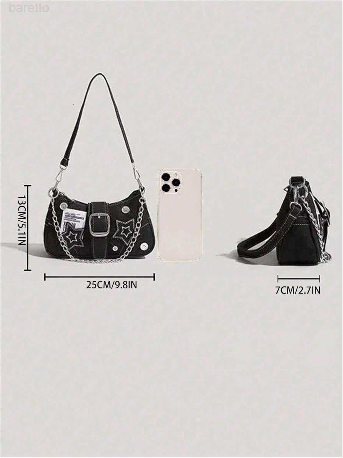 Womens Star Chain Single Strap Buckle Y2K Shoulder Bags Medium Handbags Z250909