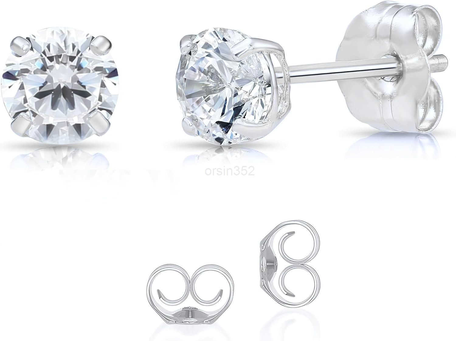 Steel Diamond Stud Earrings for Women Men 1ct Round Cut Simulated Small Diamond Earrings Cubic Zirconia Push Back Earrings Y260117