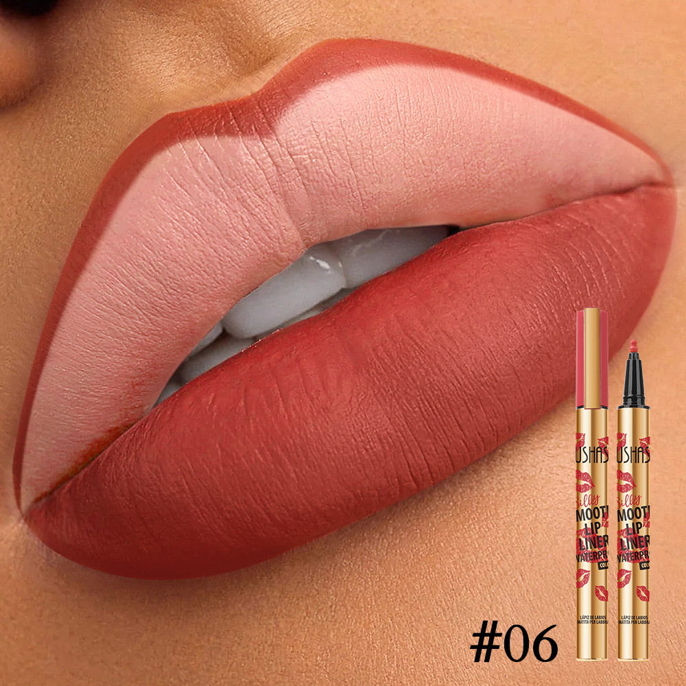 USHAS 12-color matte long-lasting lip liner waterproof sweatproof easy to color long-lasting non-stick cup lipstick pencil 250704