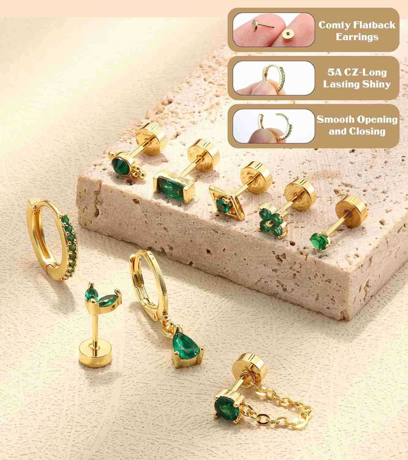 Flat Back Earrings for Women Hypoallergenic Surgical Steel Earrings for Sensitive Ears 20G Small Stainless Steel Flatback Stud Hoop Cartilage Earring 