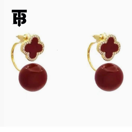 TB BHULAMTE Free Shipping New Designer Accessories Festival Red Pearl Earrings Two Way Wearing Design Elegant Earrings