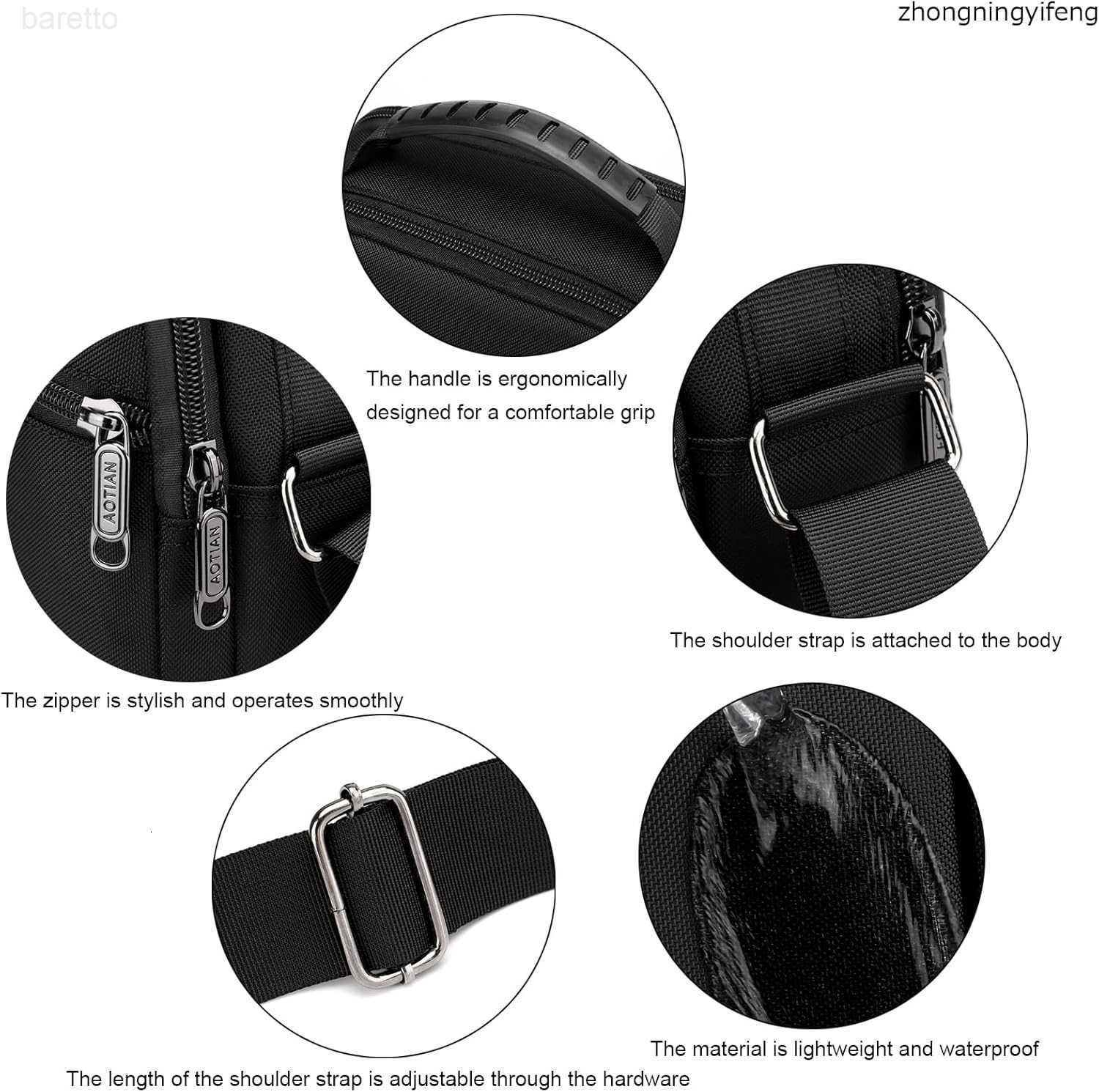 Mens Messenger Bag Small Nylon Crossbody Shoulder Bag Waterproof Casual Black Purse for Work Travel Z250909