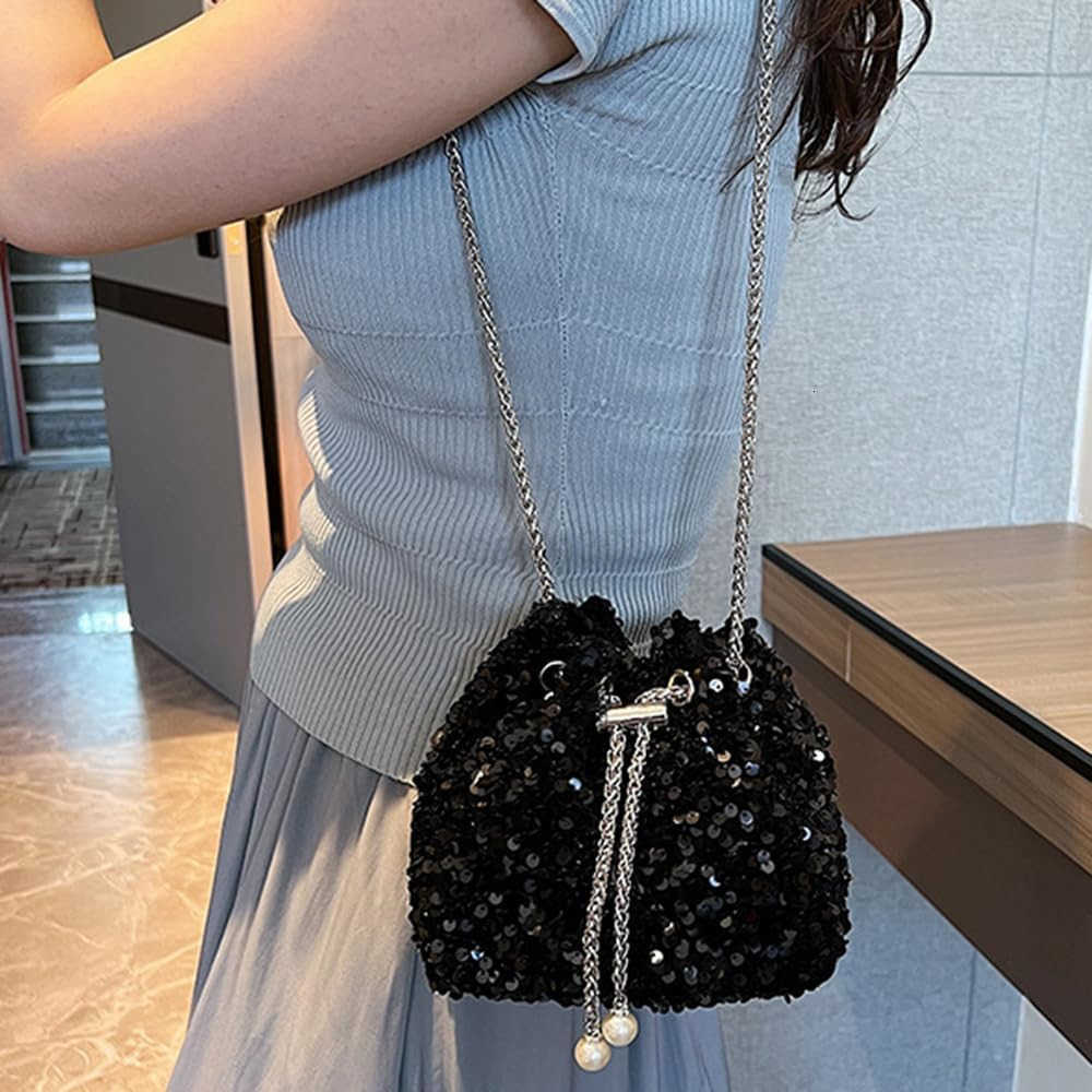 Shinny Evening Bag Bucket Purse Handbag Shoulder Bags Sequin Crossbody Bag Party Prom Crossbody Bag for Women Z25909