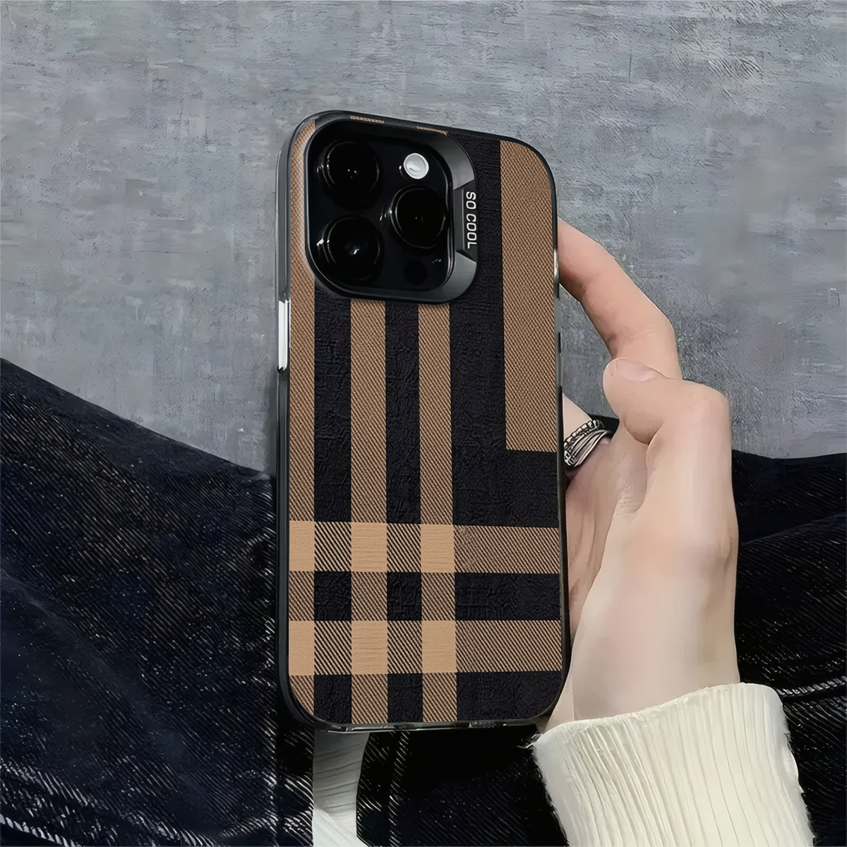 Dunhuang - Style Plaid Pattern Phone Case, Compatible with iPhone 11/12/13/14/15/16, Unique Ethnic Design, Protective Stylish Cover
