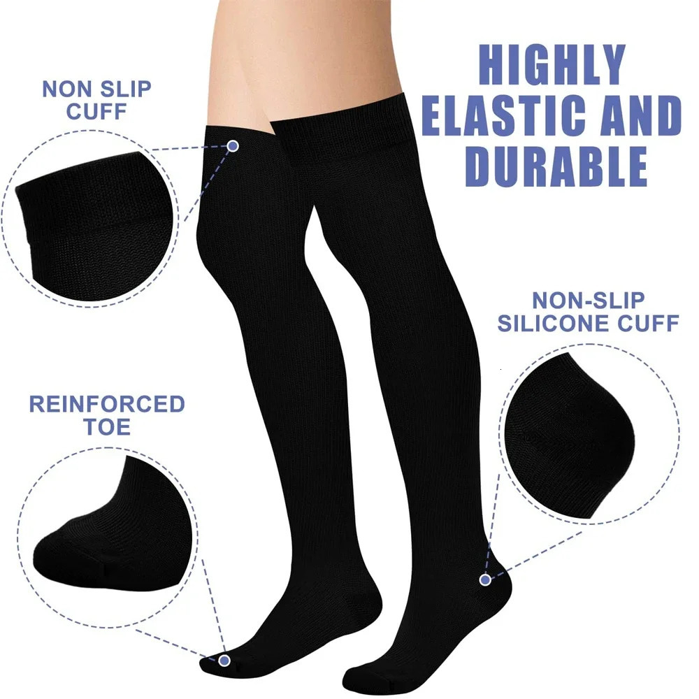 1Pair 2030 mmHg Compression Stockings for Women Men Thigh High Socks Graduated Support Varicose VeinsEdema Flight 250908